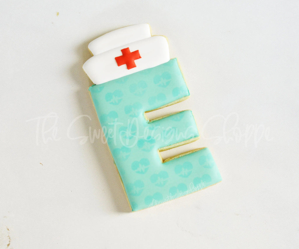 Cookie Cutters - E in LOVE with Nurse cap - Cookie Cutter - The Sweet Designs Shoppe - TSDS - - ALL,Cookie Cutter,doctor,Lettering,Letters,letters and numbers,medical,Nurse,Nurse Appreciation,Promocode,text