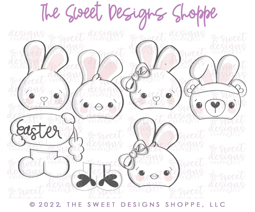 Cookie Cutters - Easter Bunny , Girly Bunny, Bear Bunny Three Piece Set - Set of 5 - Cookie Cutters - The Sweet Designs Shoppe - TSDS - - ALL,Animal,Animals,Animals and Insects,bunny,Cookie Cutter,Easter / Spring,Promocode,regular sets,Set,sets
