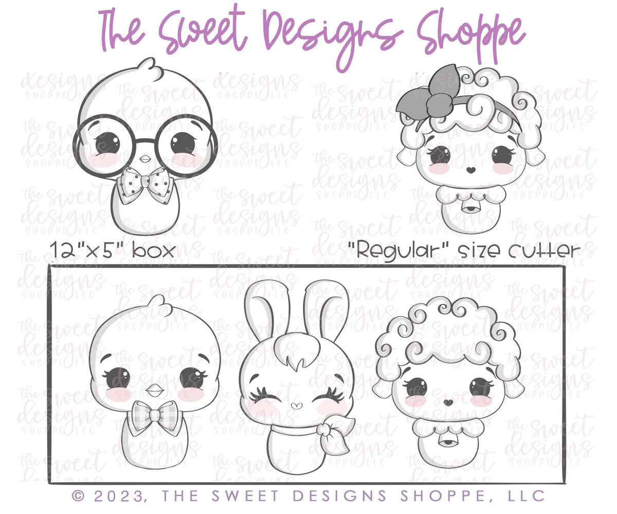 Cookie Cutters - Easter Cute Chubby Cookie Cutter Set - Set of 5 - Cookie Cutters - The Sweet Designs Shoppe - TSDS - - ALL,Animal,Animals,Animals and Insects,Cookie Cutter,Easter,Easter / Spring,Lady Milk Stache,Lady MilkStache,LadyMilkStache,Promocode,regular sets,set,STL