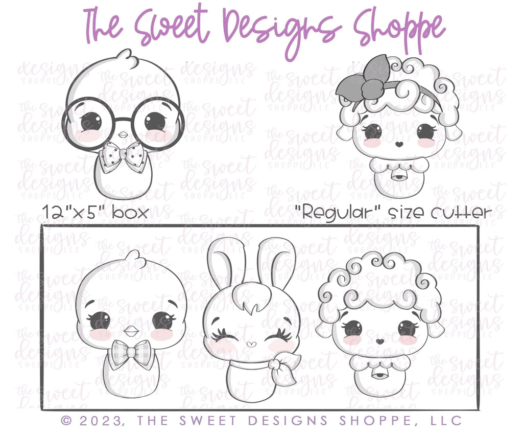 Cookie Cutters - Easter Cute Chubby Cookie Cutter Set - Set of 5 - Cookie Cutters - The Sweet Designs Shoppe - TSDS - - ALL,Animal,Animals,Animals and Insects,Cookie Cutter,Easter,Easter / Spring,Lady Milk Stache,Lady MilkStache,LadyMilkStache,Promocode,regular sets,set,STL