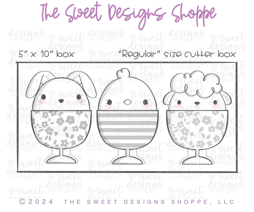 Cookie Cutters - Easter Eggs in a Cup Cookie Cutters Set - Set of 3 - Cookie Cutters - The Sweet Designs Shoppe - TSDS - - abc,ALL,Animal,Animals,Animals and Insects,Cookie Cutter,Easter,Easter / Spring,kids,Kids / Fantasy,Mini Sets,Promocode,regular sets,set,STL