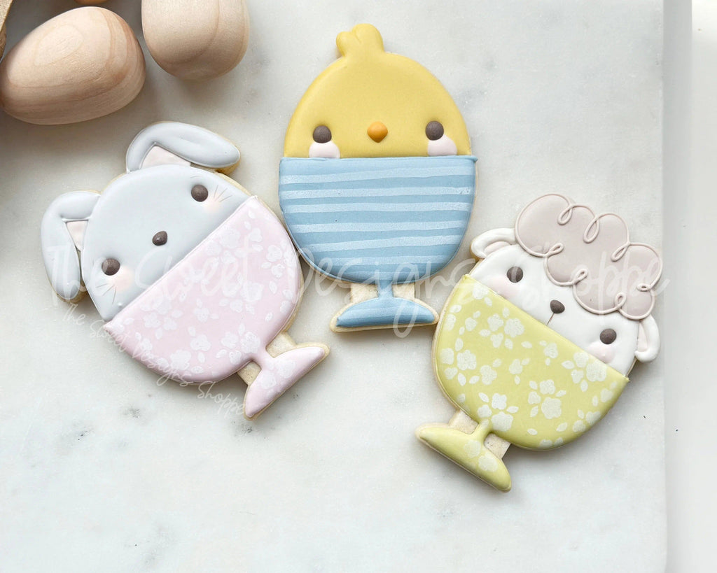 Cookie Cutters - Easter Eggs in a Cup Cookie Cutters Set - Set of 3 - Cookie Cutters - The Sweet Designs Shoppe - TSDS - - abc,ALL,Animal,Animals,Animals and Insects,Cookie Cutter,Easter,Easter / Spring,kids,Kids / Fantasy,Mini Sets,Promocode,regular sets,set,STL