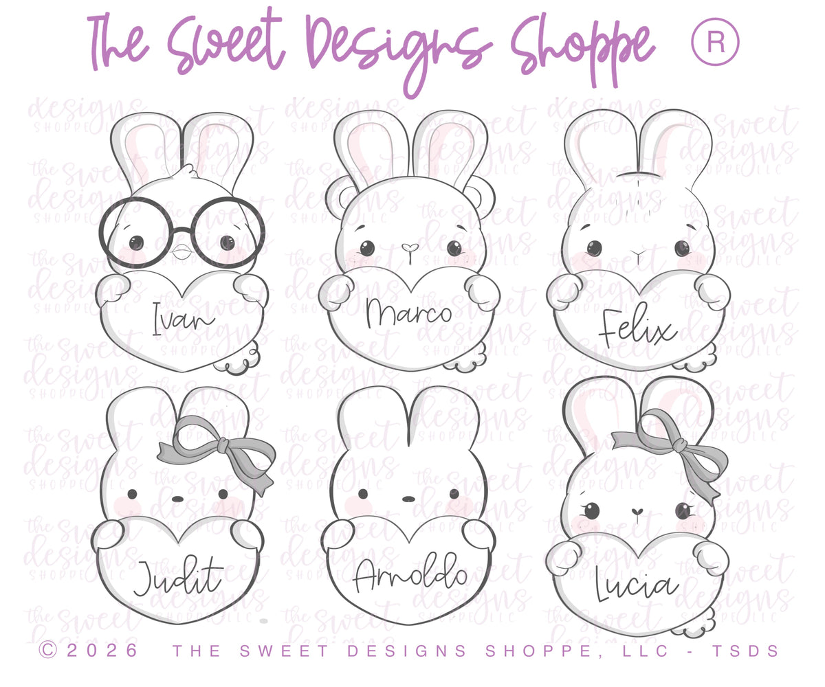 Cookie Cutters - Easter Heart Plaques Set - Set of 6 - Cookie Cutters - The Sweet Designs Shoppe - TSDS - - ALL,Animal,Animals,Animals and Insects,Cookie Cutter,Easter,Easter / Spring,Promocode,regular sets,set,STL,valentine,Valentines