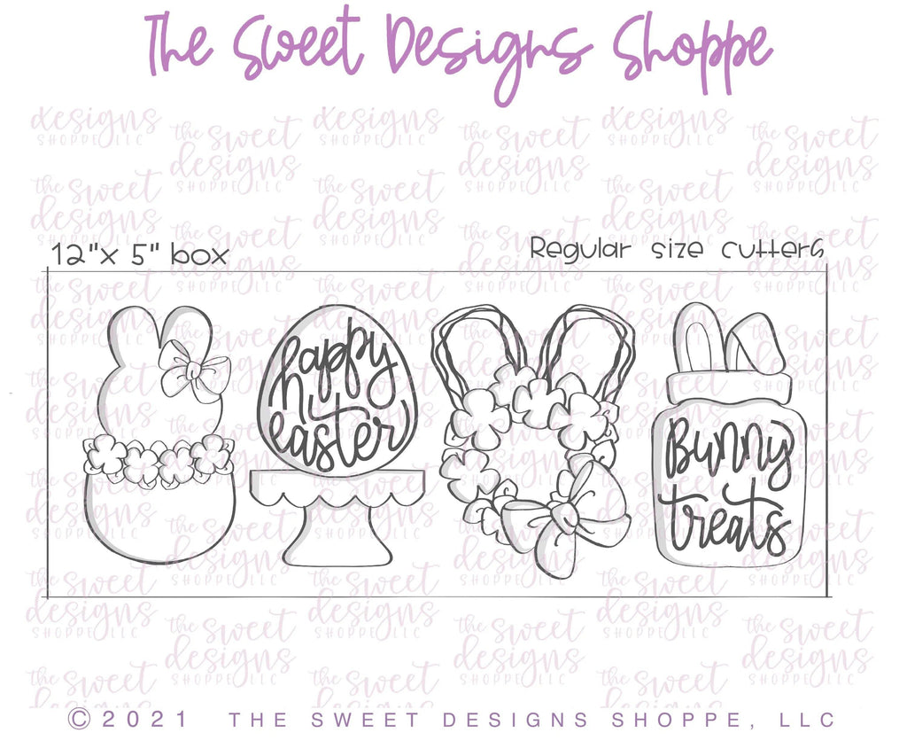 Cookie Cutters - Easter Home Decor Set - Cookie Cutters for Box 12" x 5" - The Sweet Designs Shoppe - Set of 4 Cutters - Regular Size - ALL, Animal, Animals, Animals and Insects, Cookie Cutter, Easter, Easter / Spring, Promocode, regular sets, set, sets