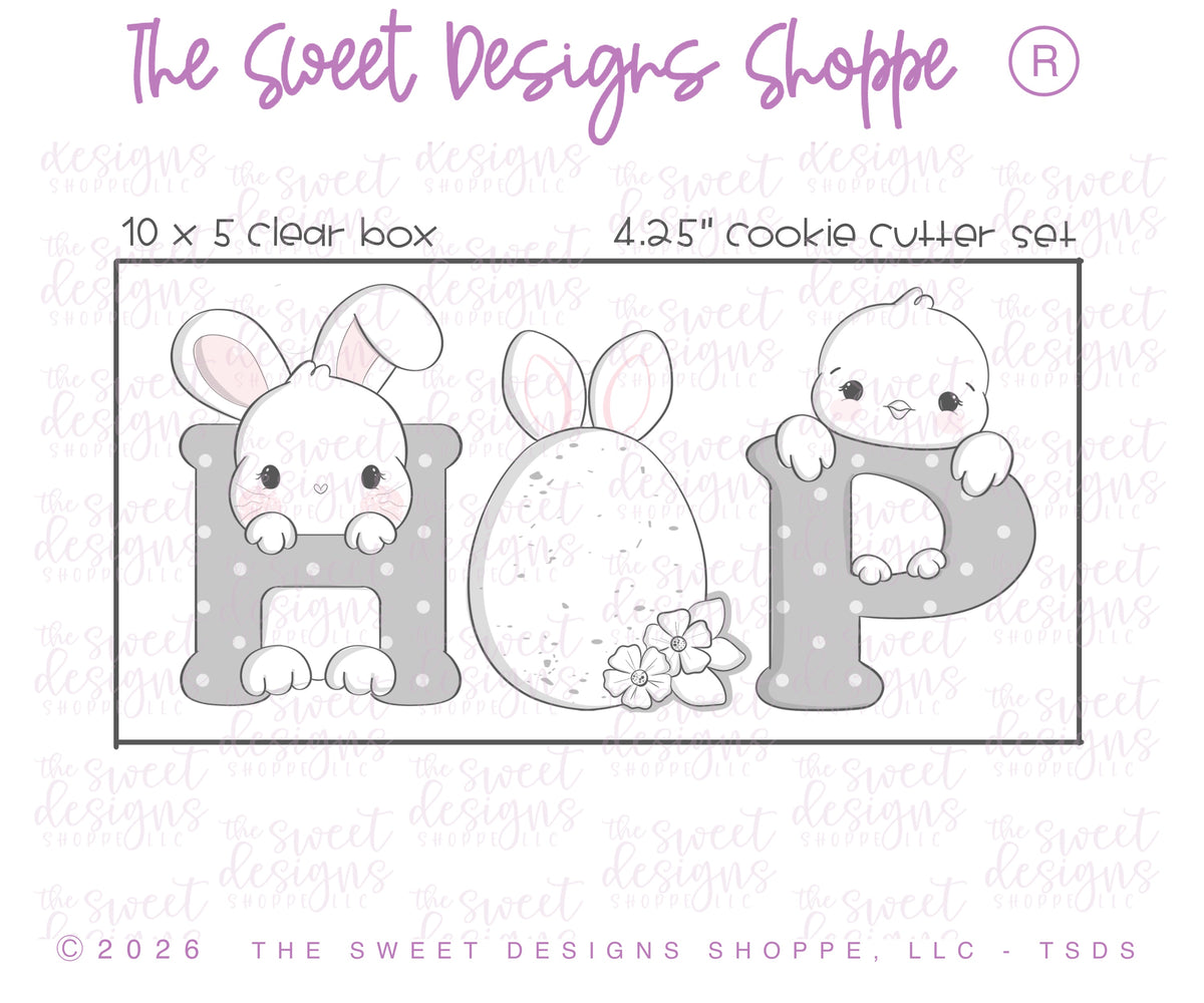 Cookie Cutters - Easter HOP Set - Set of 3 - Cookie Cutters - The Sweet Designs Shoppe - TSDS - - ALL,Cookie Cutter,Easter,Easter / Spring,H 027,H027,Lettering,Letters,letters and numbers,O 027,O027,P 027,P027,Promocode,regular sets,set,STL