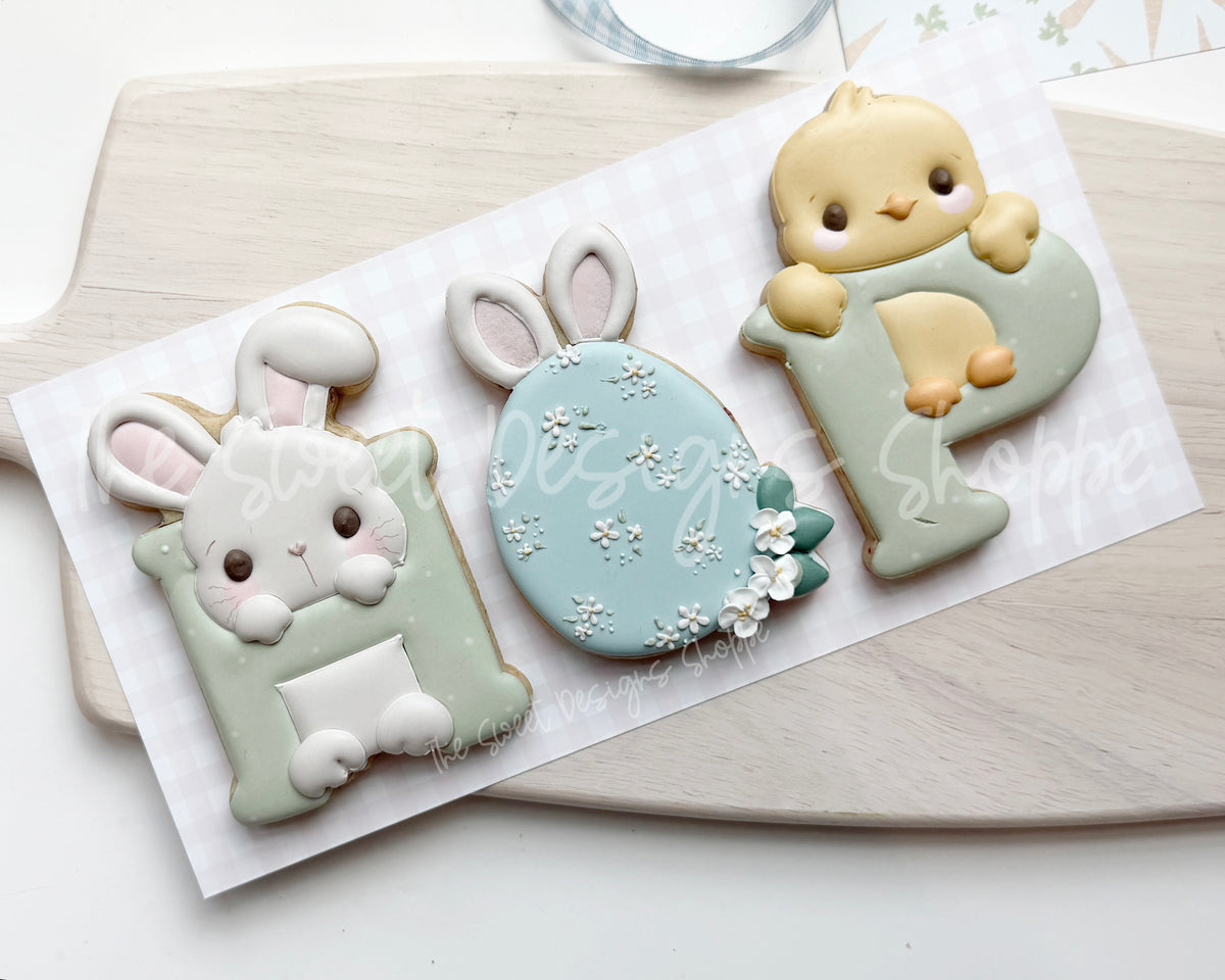 Cookie Cutters - Easter HOP Set - Set of 3 - Cookie Cutters - The Sweet Designs Shoppe - TSDS - - ALL,Cookie Cutter,Easter,Easter / Spring,H 027,H027,Lettering,Letters,letters and numbers,O 027,O027,P 027,P027,Promocode,regular sets,set,STL