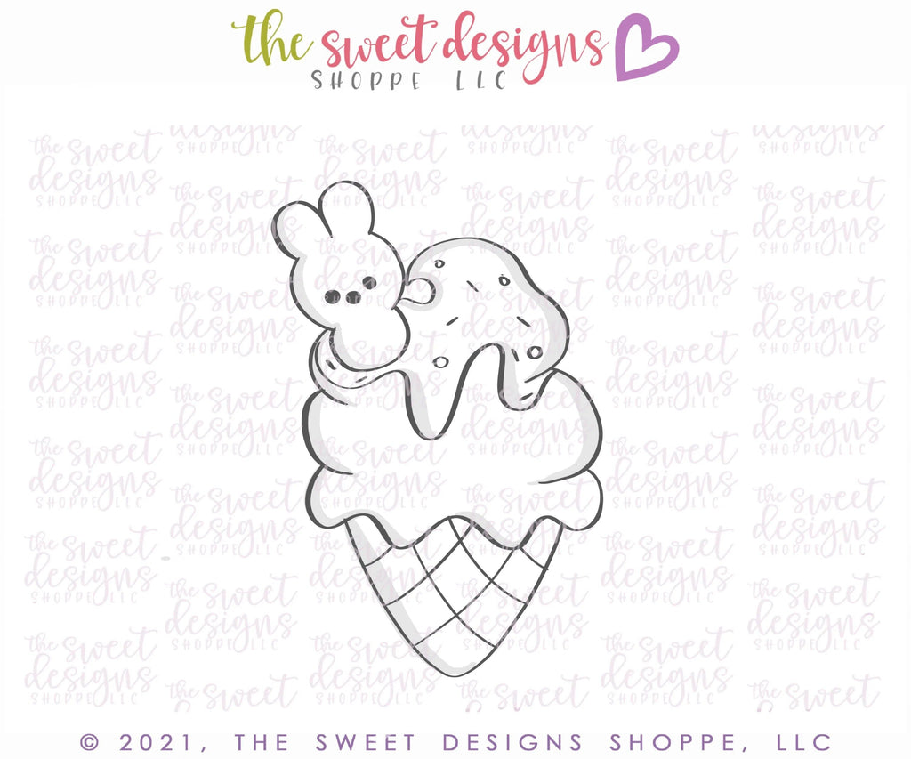 Cookie Cutters - Easter Ice Cream - Cookie Cutter - The Sweet Designs Shoppe - - ALL, Animal, Animals, Animals and Insects, Bunny, cone, Cookie Cutter, easter, Easter / Spring, Food, Food and Beverage, Food beverages, icecream, Promocode, summer, Sweet, Sweets