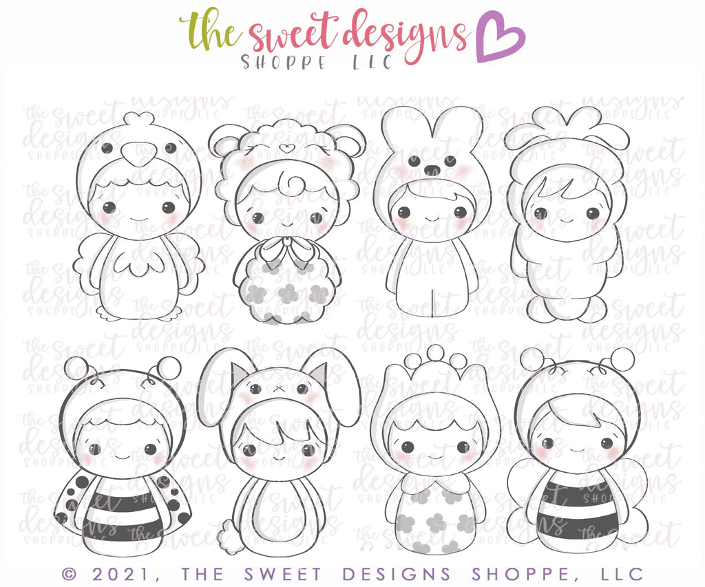 Cookie Cutters - Easter Kids Full Set - Regular Size - Set of 8 Cookie Cutters - The Sweet Designs Shoppe - TSDS - - 6b,6bs,6bscreations,ALL,Animal,Animals,Animals and Insects,class,Cookie Cutter,Easter,Easter / Spring,online,Promocode,regular sets,set,sets,Spring,valentine,Valentine's,wobble,Wobbly