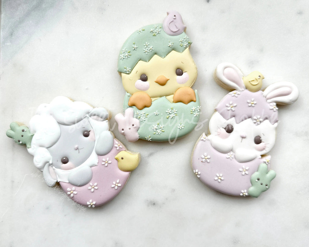 Cookie Cutters - Easter Marshmallow Cracked Eggs Cookie Cutters Set - Set of 3 - Cookie Cutters - The Sweet Designs Shoppe - - abc, ALL, Animal, Animals, Animals and Insects, Bunny, Chick, Cookie Cutter, Easter, Easter / Spring, kids, Kids / Fantasy, Lamb, Mini Sets, Promocode, regular sets, set