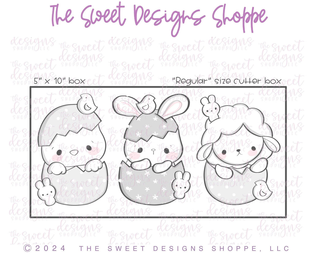 Cookie Cutters - Easter Marshmallow Cracked Eggs Cookie Cutters Set - Set of 3 - Cookie Cutters - The Sweet Designs Shoppe - TSDS - - abc,ALL,Animal,Animals,Animals and Insects,Bunny,Chick,Cookie Cutter,Easter,Easter / Spring,kids,Kids / Fantasy,Lamb,Mini Sets,Promocode,regular sets,set,STL