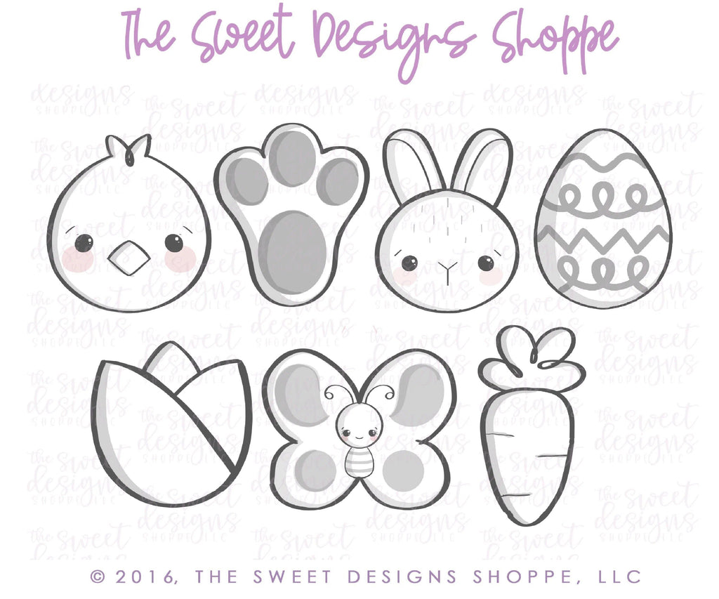 Cookie Cutters - Easter Minis - Cookie Cutters - The Sweet Designs Shoppe - Easter Minis - Set of 7 - 2022EasterTop, ALL, Bunny, Butterfly, Chick, chicken, Cookie Cutter, Easter, Easter / Spring, Egg, Mini Sets, Promocode, Rabbit, set