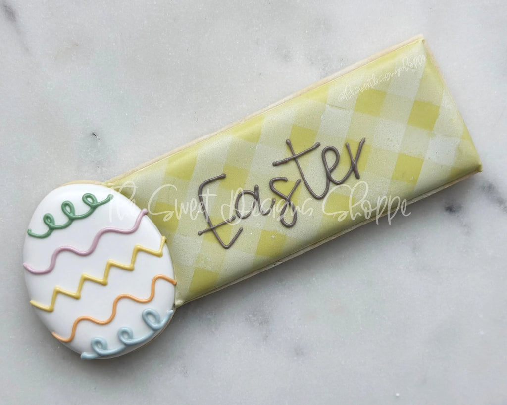 Cookie Cutters - Egg Tag - Cookie Cutter - Sweet Designs Shoppe - One Size (2" Tall x 5-1/2" Wide) - ALL, Cookie Cutter, Easter, Easter / Spring, florals, Plaque, Plaques, PLAQUES HANDLETTERING, Promocode