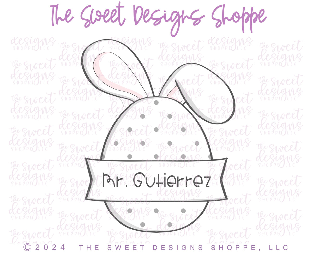 Cookie Cutters - Egg with Ears and Ribbon - Cookie Cutter - The Sweet Designs Shoppe - TSDS - - ALL,Cookie Cutter,Easter,Easter / Spring,Easter egg,egg with ears and ribbon,Promocode,STL