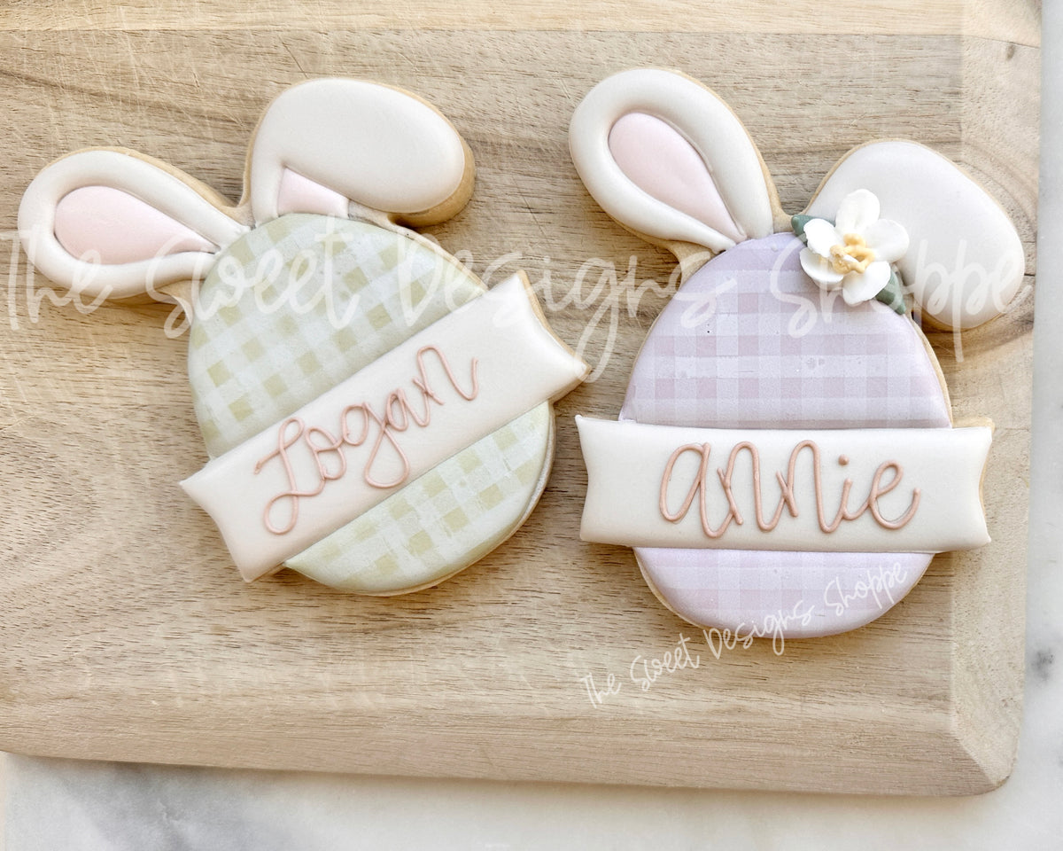 Cookie Cutters - Egg with Ears and Ribbon - Cookie Cutter - The Sweet Designs Shoppe - TSDS - - ALL,Cookie Cutter,Easter,Easter / Spring,Easter egg,egg with ears and ribbon,Promocode,STL