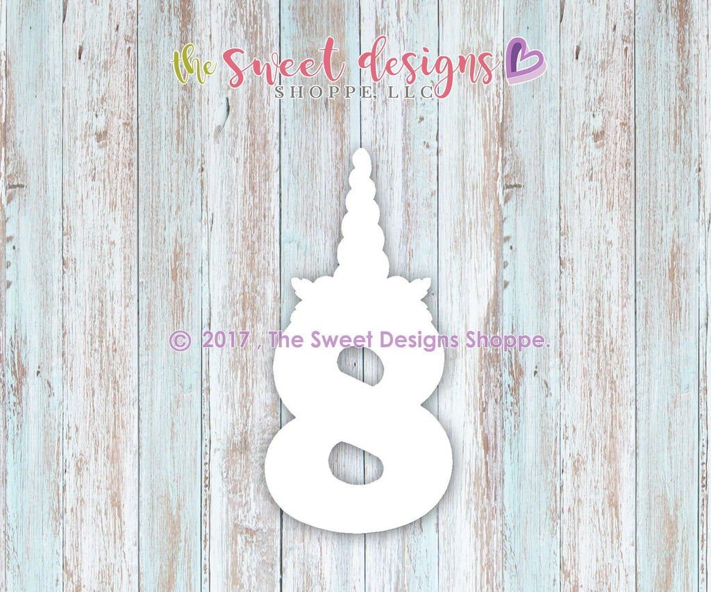 Cookie Cutters - Eight Unicorn v2- Cookie Cutter - Sweet Designs Shoppe - - ALL, Birthday, Cookie Cutter, Fonts, Kids / Fantasy, lettering, number, Promocode