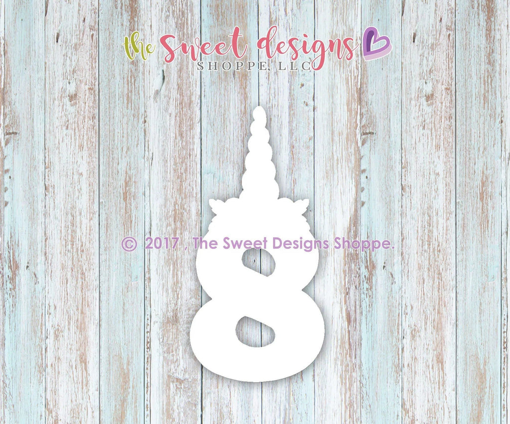 Cookie Cutters - Eight Unicorn v2- Cookie Cutter - The Sweet Designs Shoppe - TSDS - - ALL,Birthday,Cookie Cutter,Fonts,Kids / Fantasy,lettering,number,Promocode