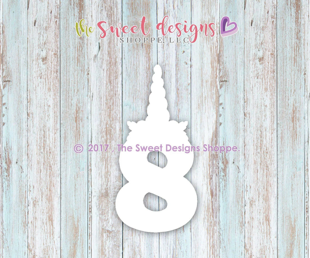 Cookie Cutters - Eight Unicorn v2- Cookie Cutter - The Sweet Designs Shoppe - - ALL, Birthday, Cookie Cutter, Fonts, Kids / Fantasy, lettering, number, Promocode