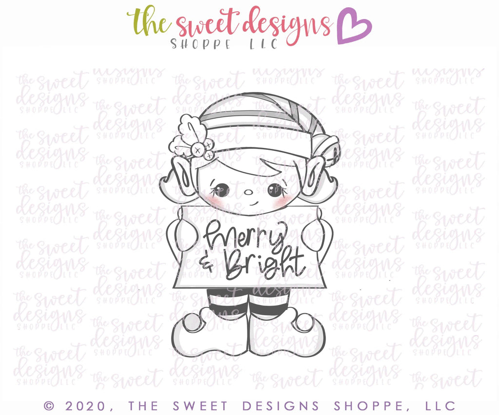 Cookie Cutters - Elf Girl with Plaque - Cookie Cutter - The Sweet Designs Shoppe - - ALL, baby toys, Christmas, Christmas / Winter, Christmas Cookies, Cookie Cutter, Promocode, toy, toys