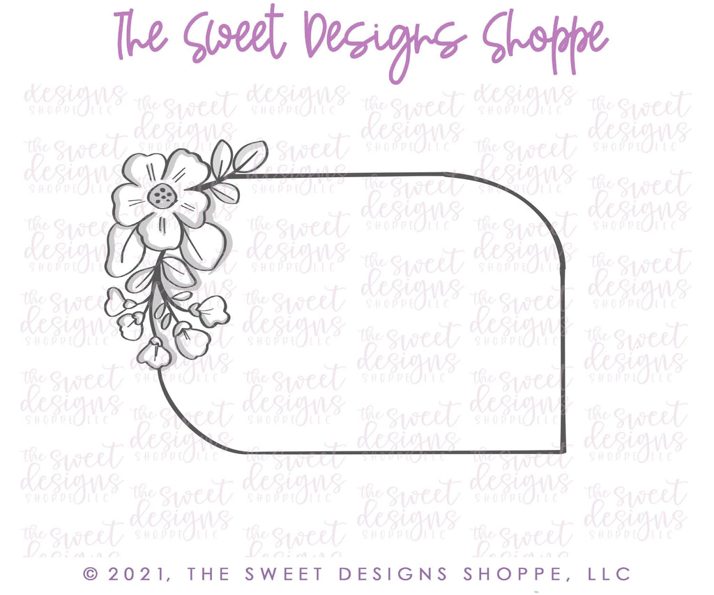 Cookie Cutters - Elongated Floral (Left Side) Plaque - Cookie Cutter - Sweet Designs Shoppe - - ALL, Cookie Cutter, easter, Easter / Spring, florals, flower, nature, Plaque, Plaques, Promocode, Wedding