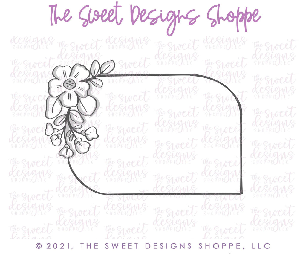 Cookie Cutters - Elongated Floral (Left Side) Plaque - Cookie Cutter - The Sweet Designs Shoppe - TSDS - - ALL,Cookie Cutter,easter,Easter / Spring,florals,flower,nature,Plaque,Plaques,Promocode,STL,Wedding