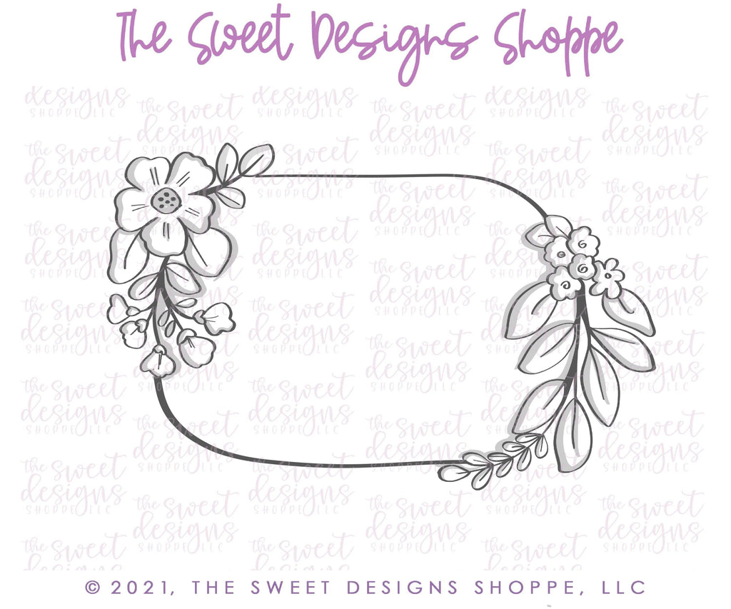 Cookie Cutters - Elongated Floral Plaque - Cookie Cutter - Sweet Designs Shoppe - - ALL, Cookie Cutter, easter, Easter / Spring, florals, flower, nature, Plaque, Plaques, Promocode, Wedding