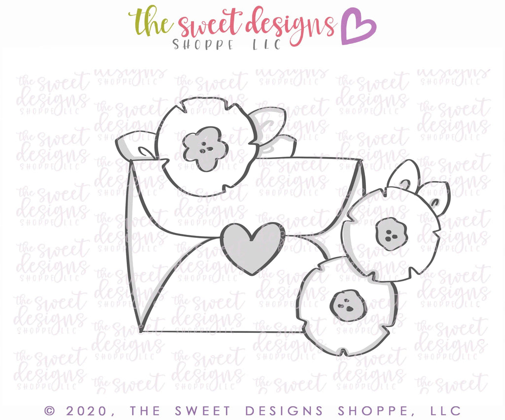 Cookie Cutters - Envelope with Flowers - Cookie Cutter - The Sweet Designs Shoppe - TSDS - - ALL,Birthday,Cookie Cutter,Gift,Misc,Miscelaneous,Miscellaneous,Promocode,valentines,Wedding
