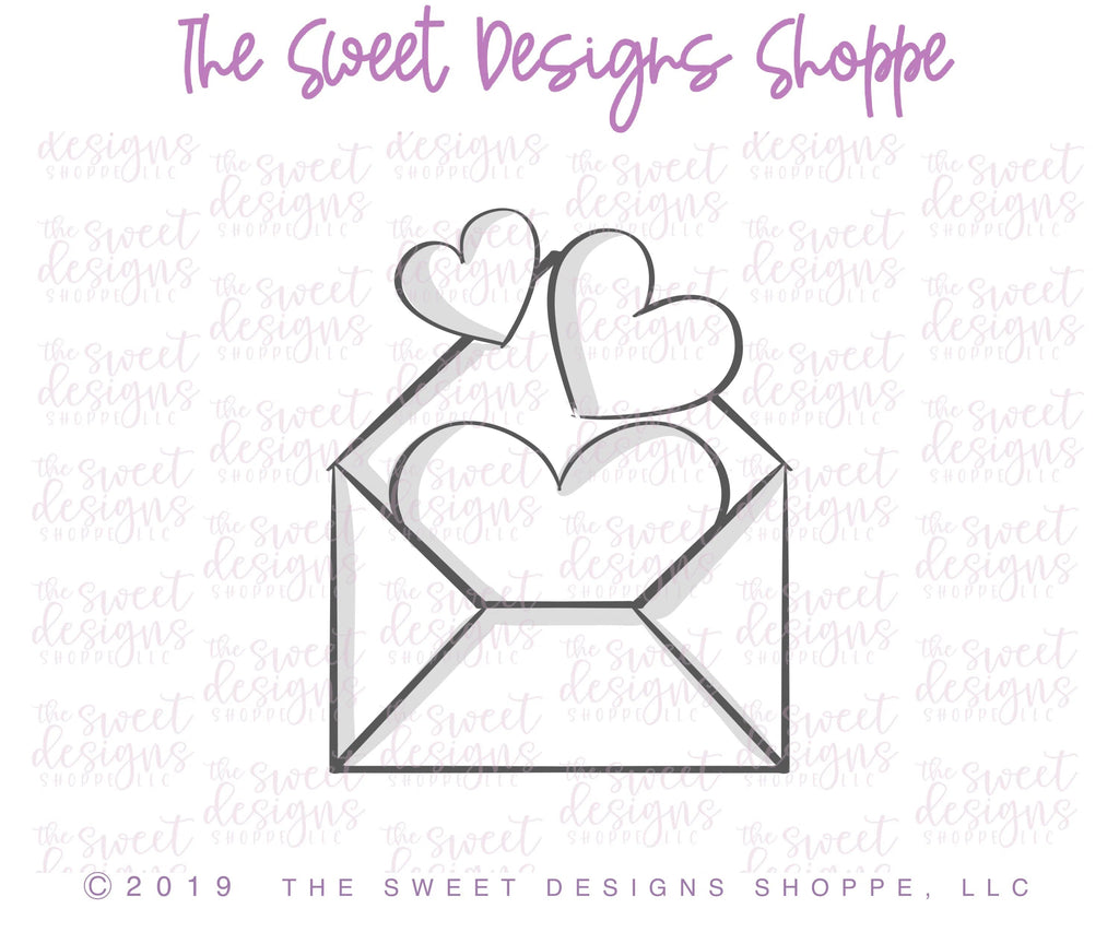 Cookie Cutters - Envelope with Hearts v2- Cutter - Sweet Designs Shoppe - - ALL, Cookie Cutter, Envelope, Hearts, Love, Miscellaneous, Promocode, valentine, Valentines, Wedding
