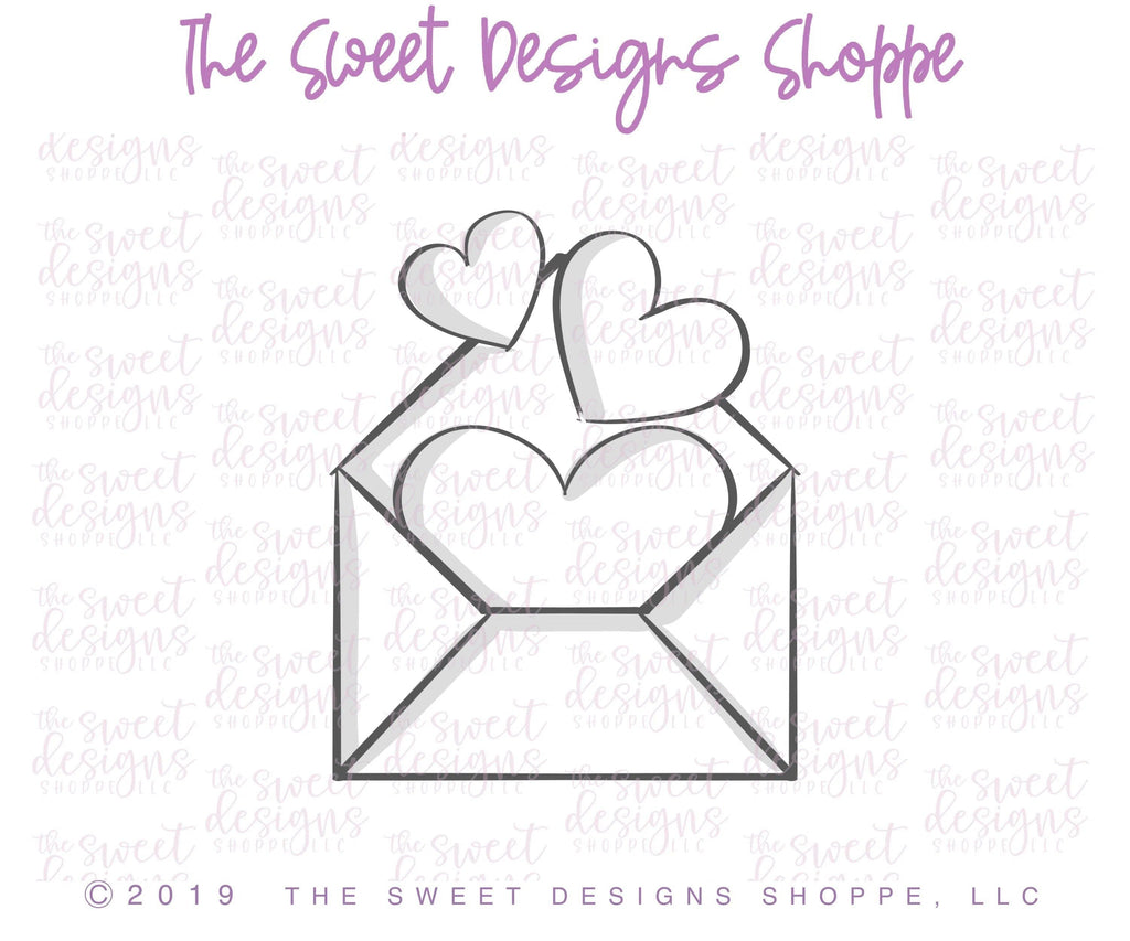 Cookie Cutters - Envelope with Hearts v2- Cookie Cutter - The Sweet Designs Shoppe - - ALL, Cookie Cutter, Envelope, Hearts, Love, Miscellaneous, Promocode, valentine, Valentines, Wedding