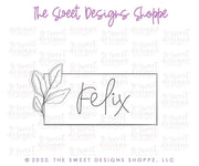 Cookie Cutters - Eucalyptus Long Felix Plaque - Cookie Cutter - The Sweet Designs Shoppe - TSDS - - ALL,Cookie Cutter,First Communion,handlettering,Plaque,Plaques,PLAQUES HANDLETTERING,Promocode,Religious,Wedding,Wedding Favors