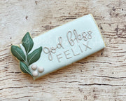 Cookie Cutters - Eucalyptus Long Felix Plaque - Cookie Cutter - The Sweet Designs Shoppe - TSDS - - ALL,Cookie Cutter,First Communion,handlettering,Plaque,Plaques,PLAQUES HANDLETTERING,Promocode,Religious,Wedding,Wedding Favors