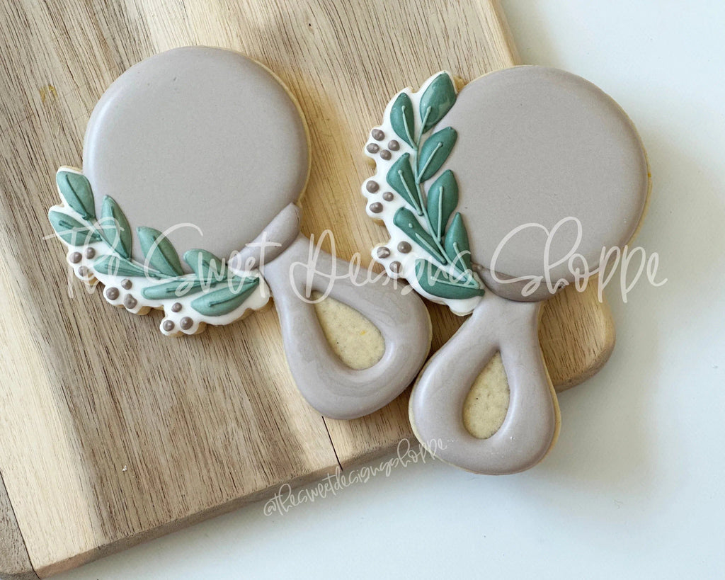 Cookie Cutters - Eucalyptus Rattle- Cookie Cutter - The Sweet Designs Shoppe - - ALL, Baby, baby rattle, baby shower, Bow, Cookie Cutter, Promocode, rattle