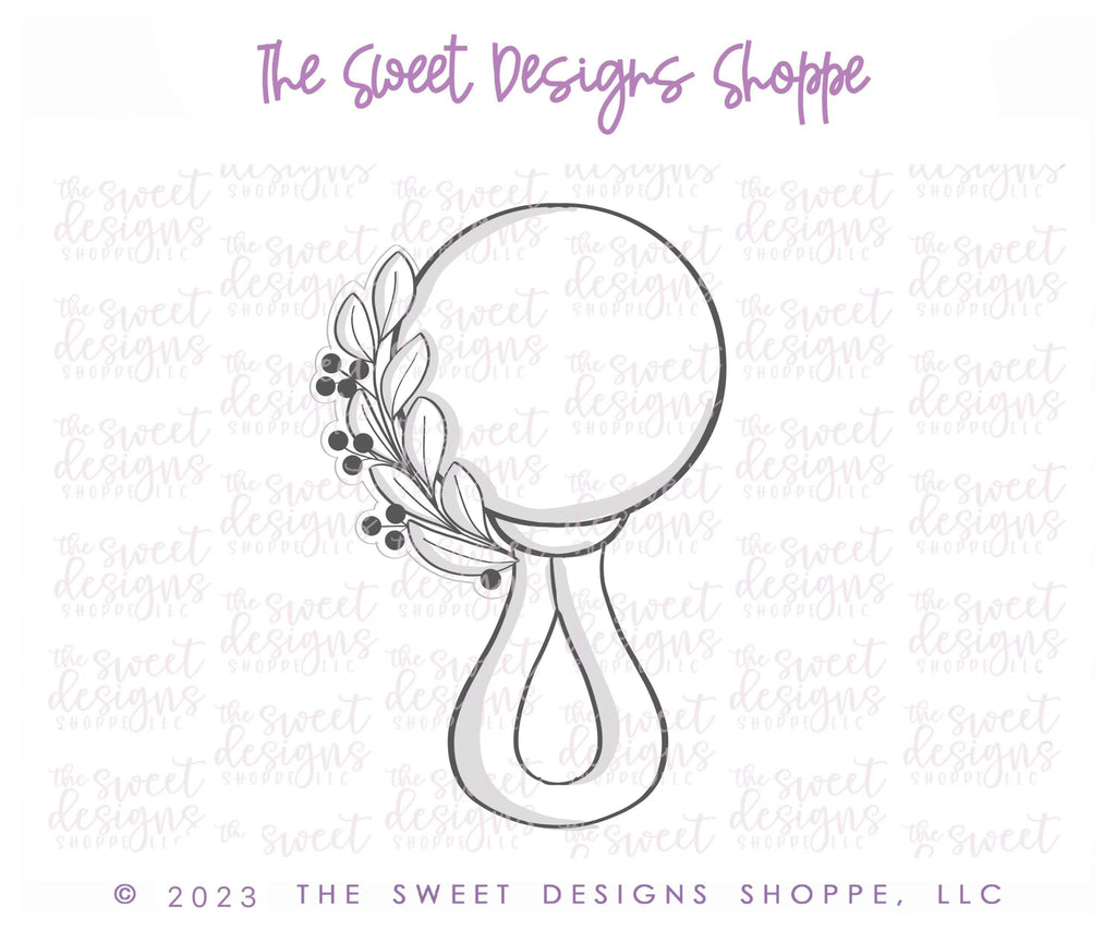 Cookie Cutters - Eucalyptus Rattle- Cookie Cutter - The Sweet Designs Shoppe - TSDS - - ALL,Baby,baby rattle,baby shower,Bow,Cookie Cutter,Promocode,rattle,STL