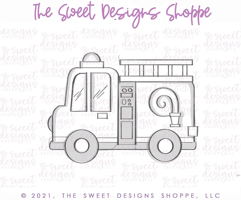 Cookie Cutters - Firefighter Truck - Cookie Cutter - The Sweet Designs Shoppe - TSDS - - ALL,baby toys,Cookie Cutter,firefighter,kids,Kids / Fantasy,Promocode,STL,toys,transportation