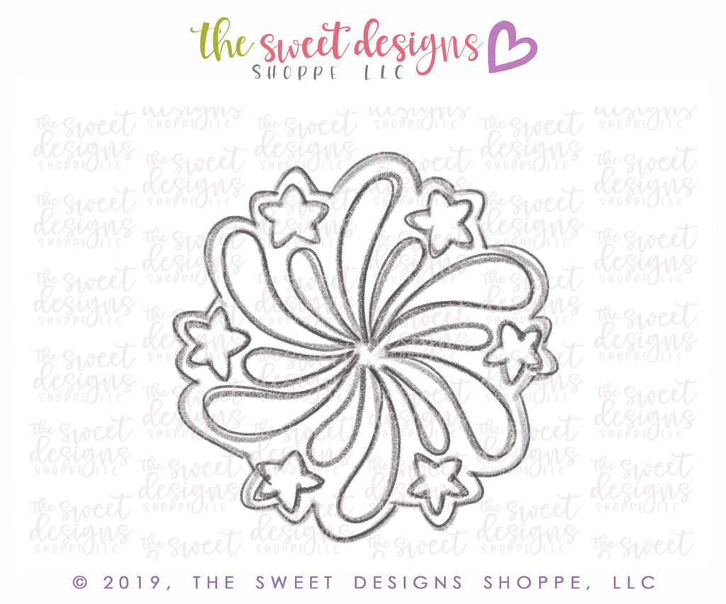 Cookie Cutters - Firework with Stars - Cookie Cutter - The Sweet Designs Shoppe - TSDS - - 4th,4th July,4th of July,ALL,America,Cookie Cutter,fireworks,fourth of July,Independence,Miscellaneous,New Year,patriotic,Promocode,Star,stars,STL,USA