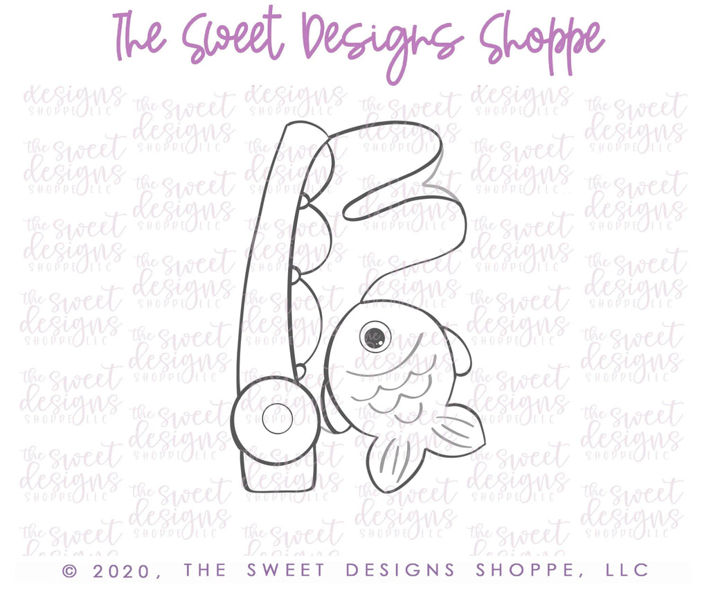 Cookie Cutters - Fishing Rod - Cookie Cutter - The Sweet Designs Shoppe - TSDS - - 051520,ALL,Bait,Cookie Cutter,dad,Father,Fathers Day,fish,Fishing,grandfather,hobbies,Promocode,Rod,Sport,sports,STL