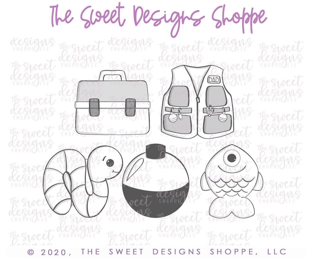 Cookie Cutters - Fishing Set - Cookie Cutters - The Sweet Designs Shoppe - TSDS - - ALL,Cookie Cutter,dad,Father,father's day,fish,Fishing,grandfather,Mini Set,Mini Sets,Promocode,regular sets,Set,sets,STL