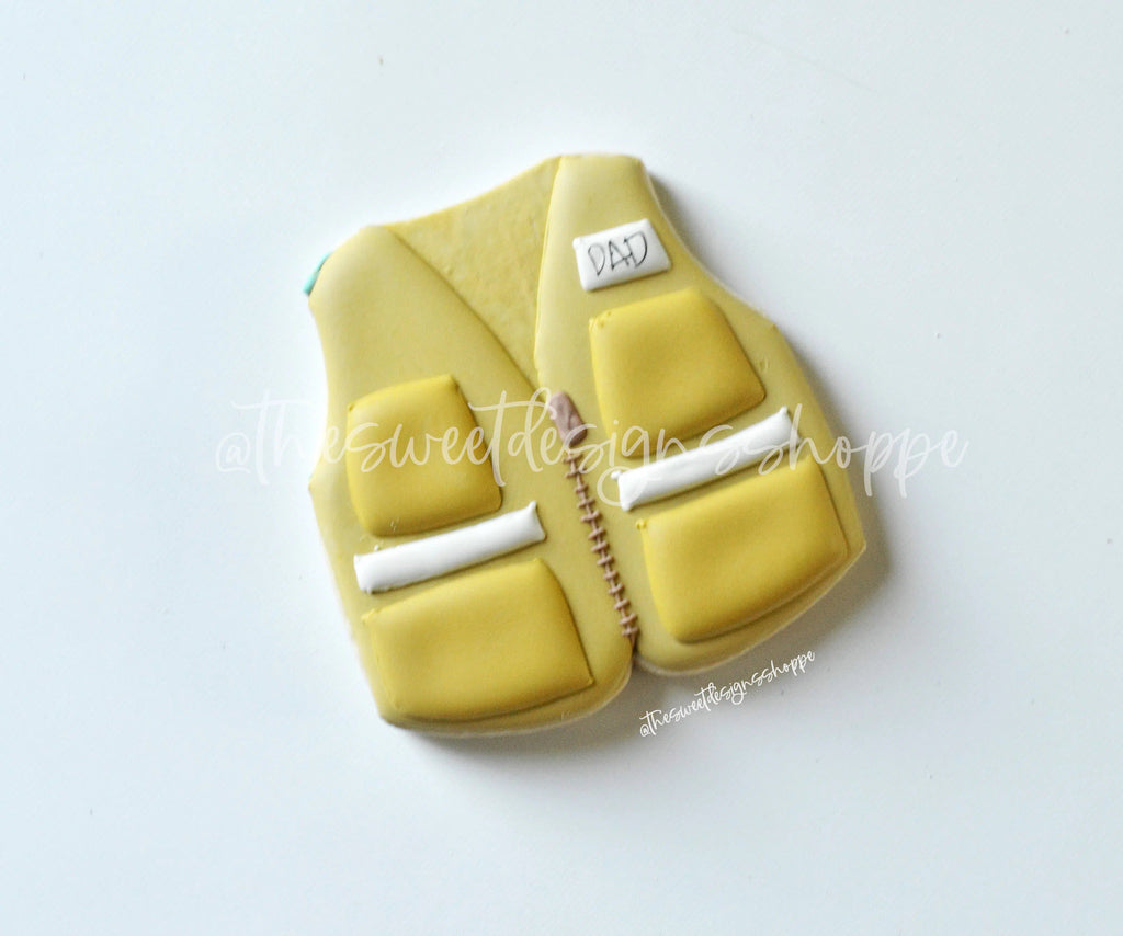 Cookie Cutters - Fishing Vest - Cookie Cutter - The Sweet Designs Shoppe - TSDS - - ALL,aparrel,case,clothes,Cookie Cutter,dad,Father,Fathers Day,fish,Fishing,grandfather,hobbies,Promocode,Sport,sports,STL,vest