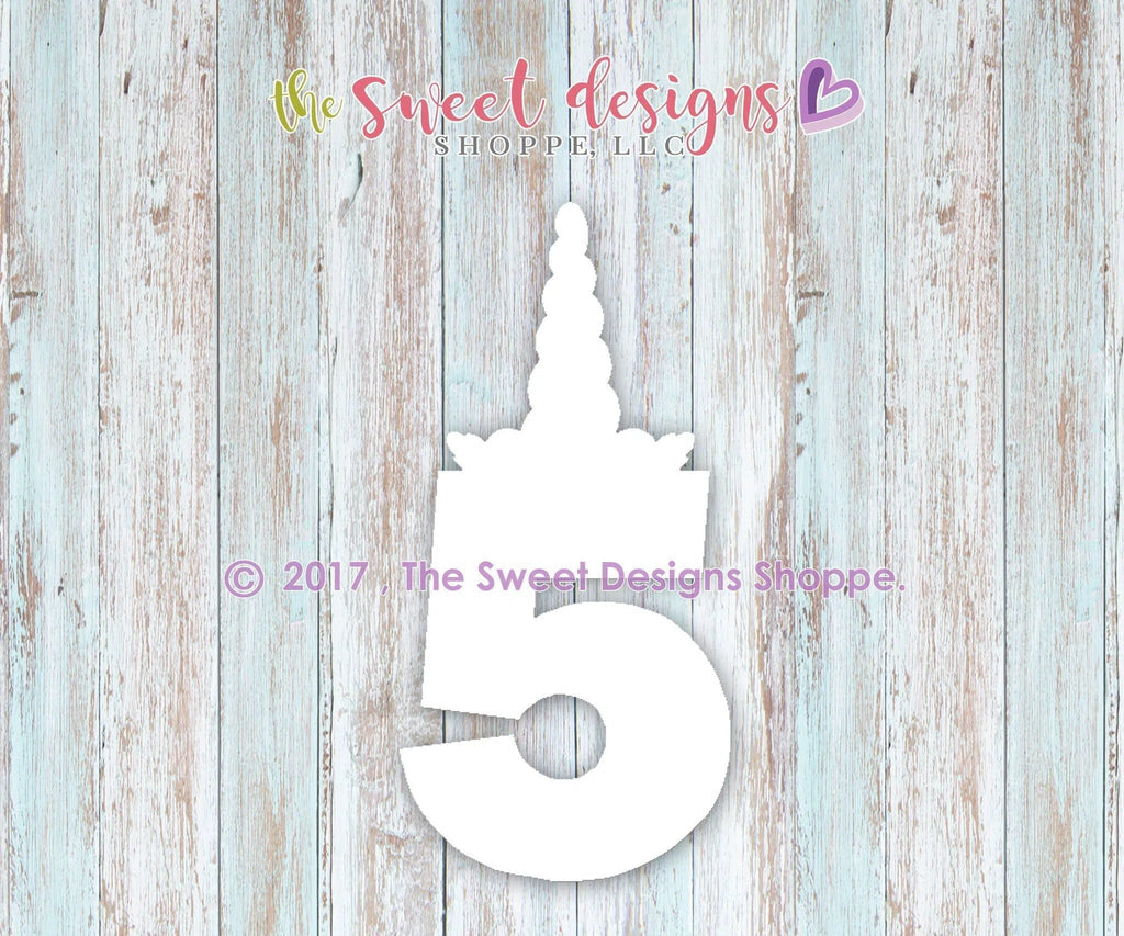 Cookie Cutters - Five Unicorn v2- Cookie Cutter - The Sweet Designs Shoppe - - ALL, Birthday, Cookie Cutter, fantasy, Fonts, Kids / Fantasy, lettering, number, Promocode