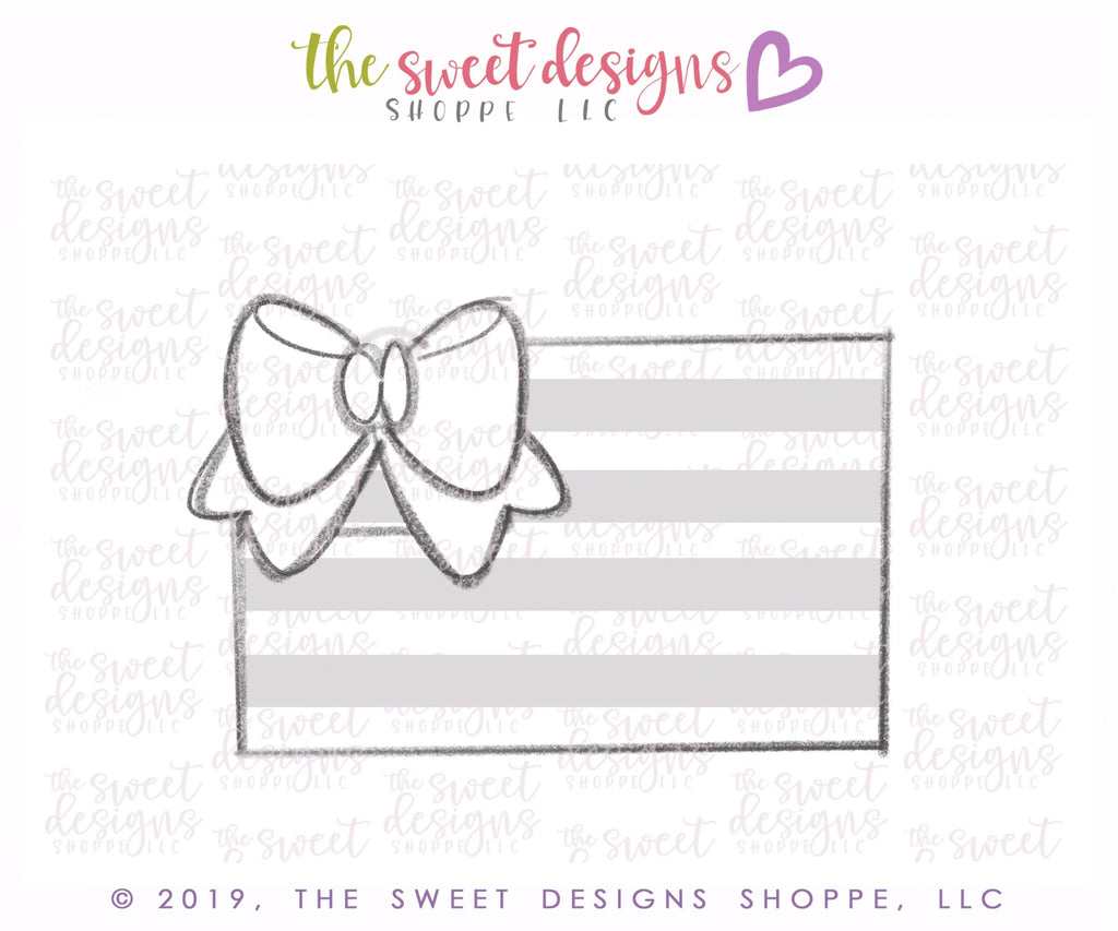 Cookie Cutters - Flag with Bow / Flowers - Cookie Cutter - The Sweet Designs Shoppe - - 4th, 4th July, 4th of July, ALL, Cookie Cutter, fourth of July, Independence, New Year, Patriotic, Promocode, USA