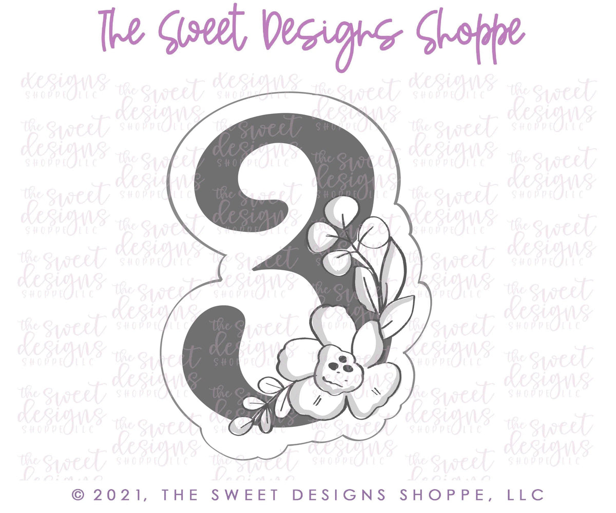 Cookie Cutters - Floral 3 - Cookie Cutter - The Sweet Designs Shoppe - TSDS - - ALL,Birthday,Cookie Cutter,Font,Fonts,kid,kids,Lettering,letters and numbers,number,numbers,NumberSet,Promocode,series016,STL,text