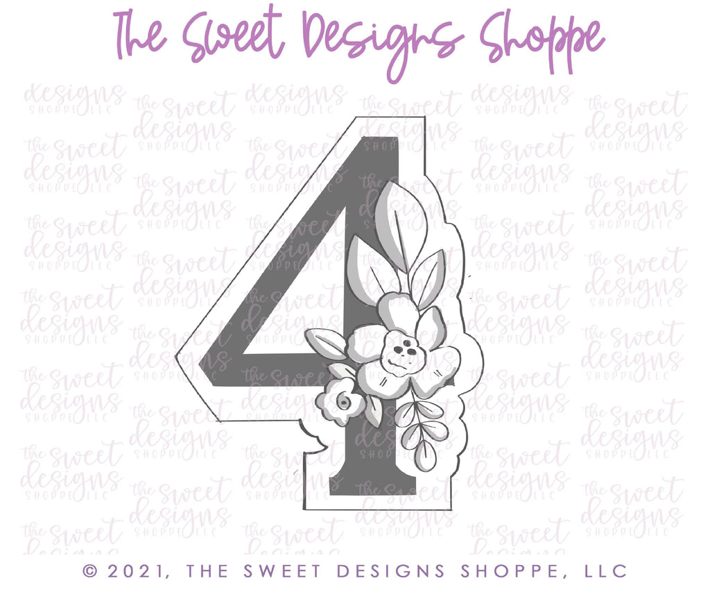 Cookie Cutters - Floral 4 - Cookie Cutter - Sweet Designs Shoppe - - ALL, Birthday, Cookie Cutter, Font, Fonts, kid, kids, letters and numbers, number, numbers, NumberSet, Promocode, series016, text