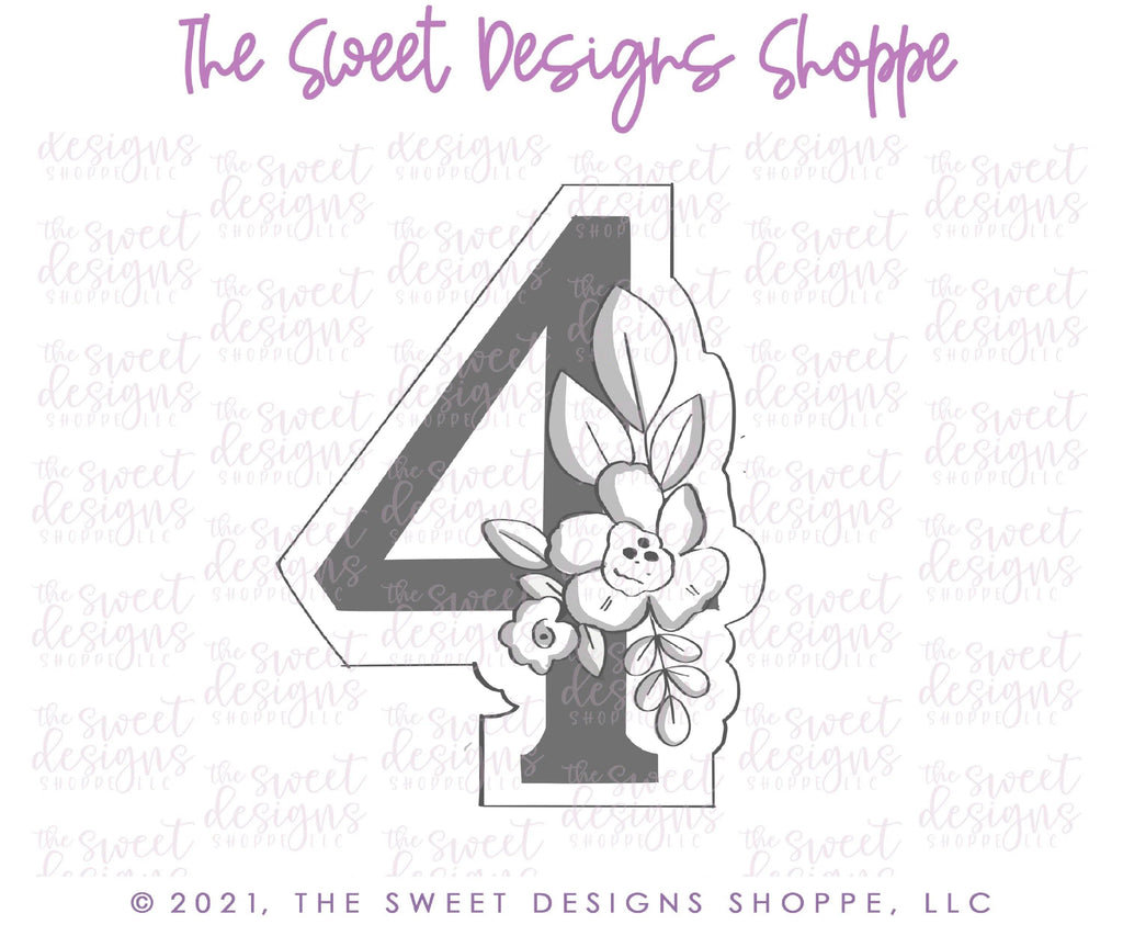 Cookie Cutters - Floral 4 - Cookie Cutter - The Sweet Designs Shoppe - TSDS - - ALL,Birthday,Cookie Cutter,Font,Fonts,kid,kids,Lettering,letters and numbers,number,numbers,NumberSet,Promocode,series016,STL,text
