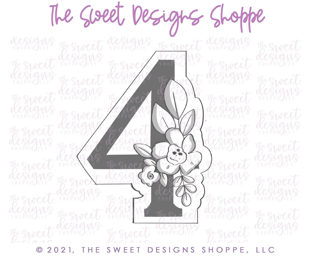 Cookie Cutters - Floral 4 - Cookie Cutter - The Sweet Designs Shoppe - - ALL, Birthday, Cookie Cutter, Font, Fonts, kid, kids, letters and numbers, number, numbers, NumberSet, Promocode, series016, text