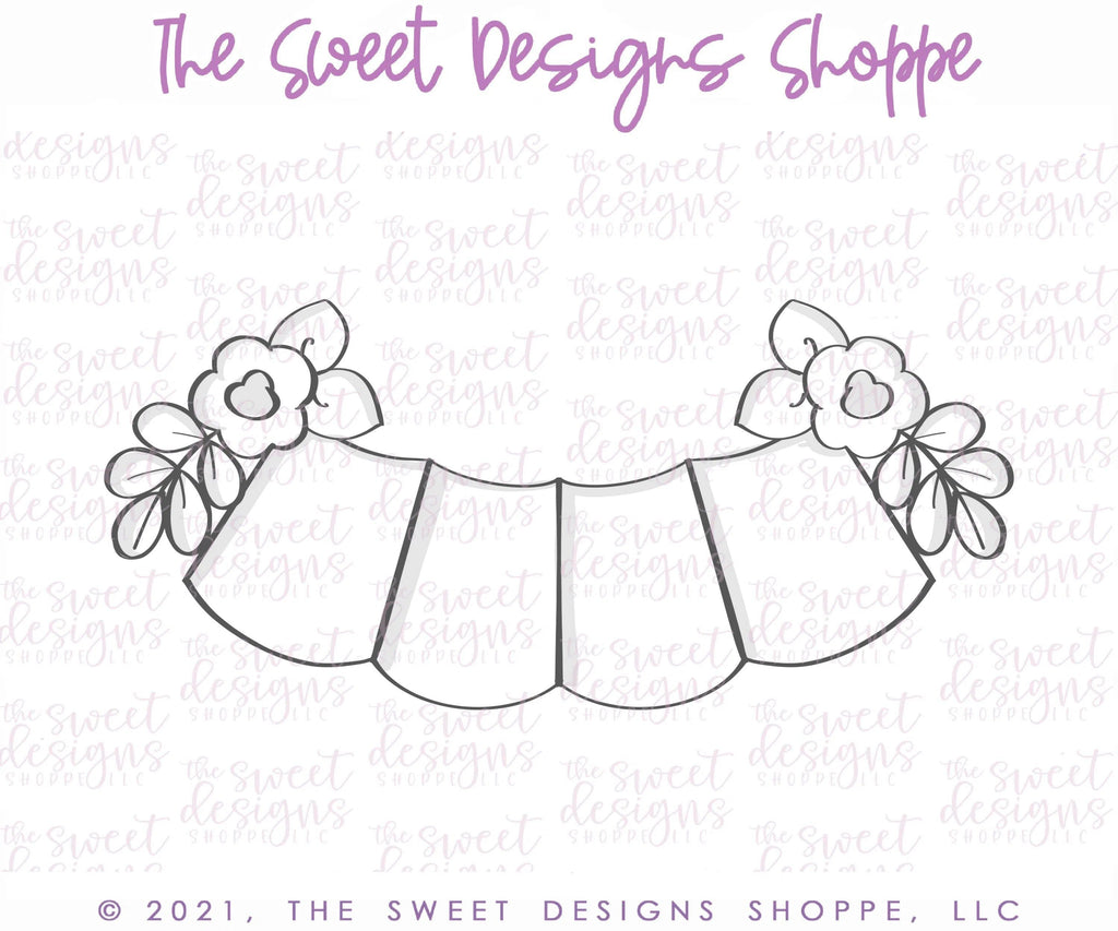 Cookie Cutters - Floral 4 Space Bunting - Plaque - Cookie Cutter - The Sweet Designs Shoppe - - ALL, Baby, Baby / Kids, Birthday, Bunting, Cookie Cutter, Plaque, Plaques, PLAQUES HANDLETTERING, Promocode, Sweet, Sweets, Wedding