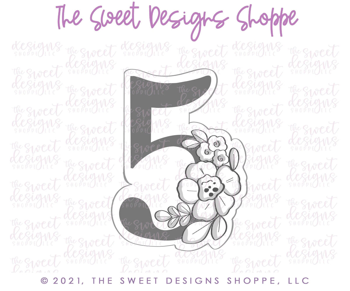 Cookie Cutters - Floral 5 - Cookie Cutter - The Sweet Designs Shoppe - TSDS - - ALL,Birthday,Cookie Cutter,Font,Fonts,kid,kids,Lettering,letters and numbers,number,numbers,NumberSet,Promocode,series016,STL,text