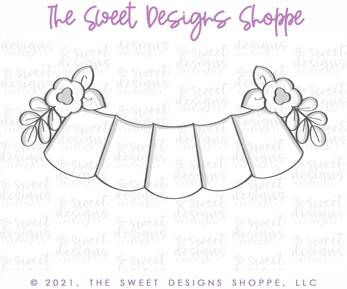 Cookie Cutters - Floral 5 Space Bunting - Plaque - Cookie Cutter - The Sweet Designs Shoppe - TSDS - - ALL,Birthday,Bunting,Cookie Cutter,Plaque,Plaques,PLAQUES HANDLETTERING,Promocode,STL,Sweet,Sweets,Wedding,Wedding Favors