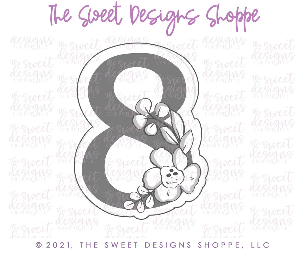 Cookie Cutters - Floral 8 - Cookie Cutter - The Sweet Designs Shoppe - TSDS - - ALL,Birthday,Cookie Cutter,Font,Fonts,kid,kids,Lettering,letters and numbers,number,numbers,NumberSet,Promocode,series016,STL,text