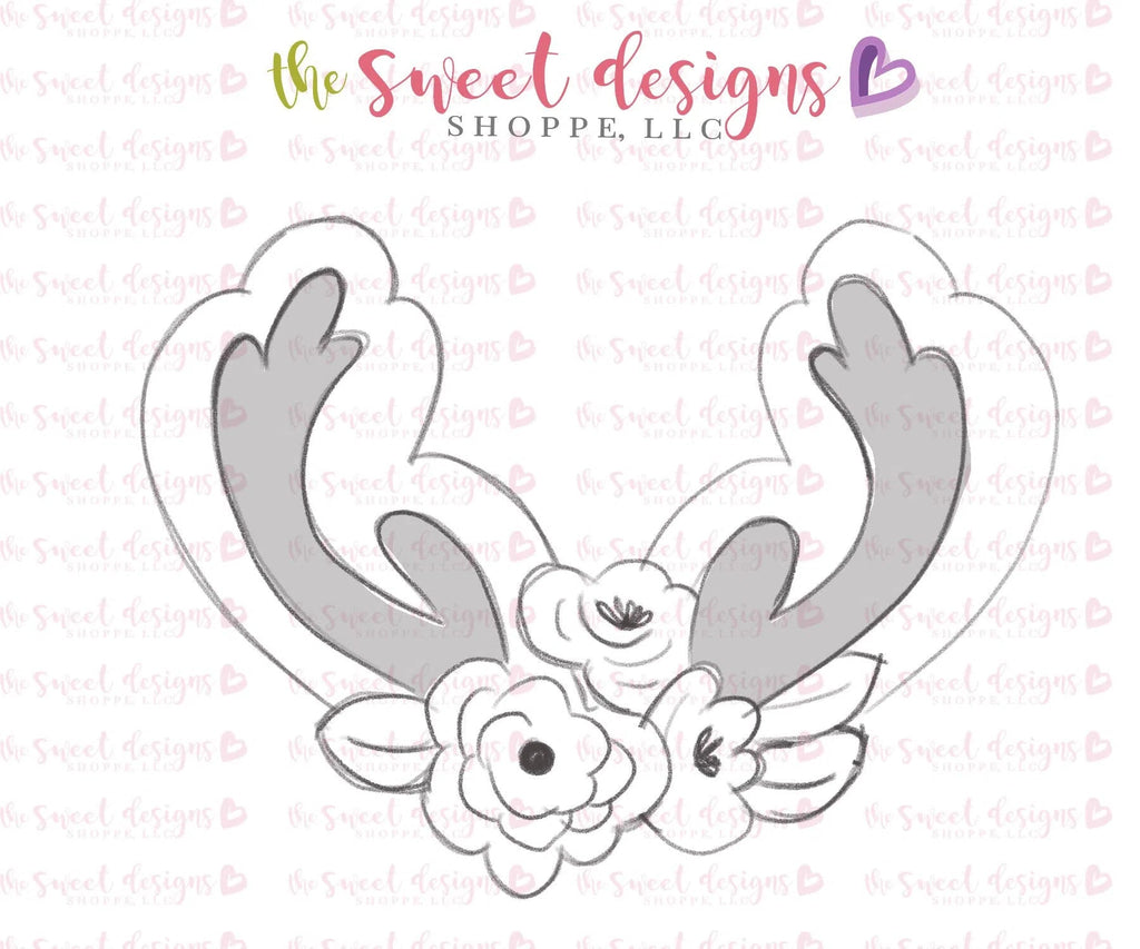 Cookie Cutters - Floral Antlers - Cookie Cutter - Sweet Designs Shoppe - - ALL, Animal, Antlers, Boho, Bridal, Cookie Cutter, hobby, Miscellaneous, Nature, Promocode