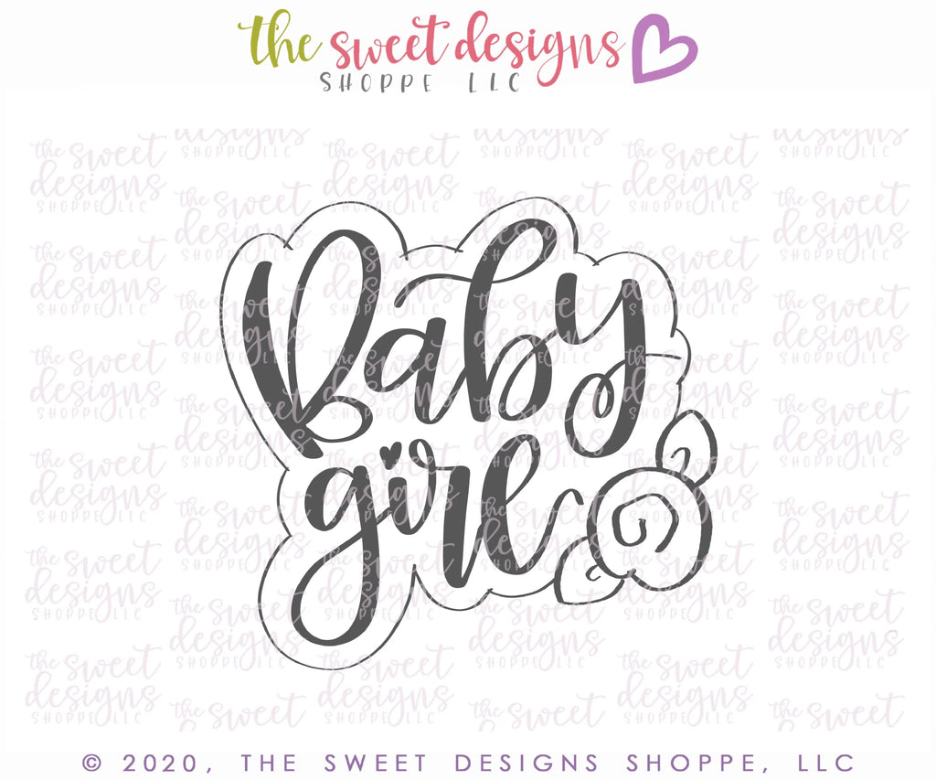 Cookie Cutters - Floral Baby Girl Plaque - Cutter - Sweet Designs Shoppe - - ALL, Baby, Baby / Kids, Baby Bib, Baby Bottle, Baby Boy, Baby Dress, baby girl, baby shower, Baby Swaddle, baby toys, babyshower, Cookie Cutter, Plaque, Plaques, PLAQUES HANDLETTERING, Promocode