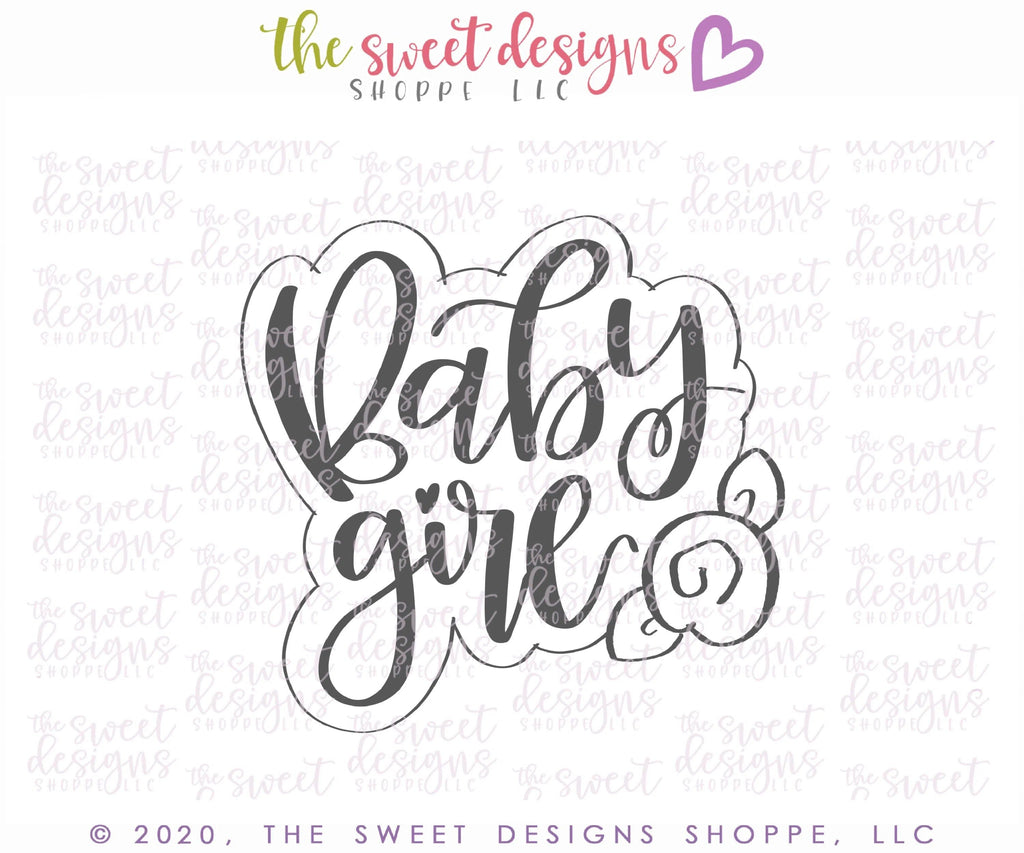 Cookie Cutters - Floral Baby Girl Plaque - Cookie Cutter - The Sweet Designs Shoppe - - ALL, Baby, Baby / Kids, Baby Bib, Baby Bottle, Baby Boy, Baby Dress, baby girl, baby shower, Baby Swaddle, baby toys, babyshower, Cookie Cutter, Plaque, Plaques, PLAQUES HANDLETTERING, Promocode